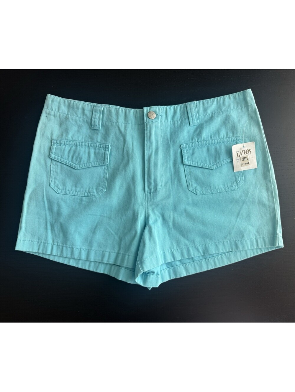 Covington NWT Y2K Women's Aqua Blue 2.5” Shorts Sz 12.5 Flap Pocket Cotton